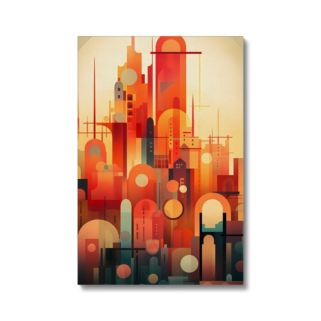 Vibrant Metropolis: Modern Abstract City Wall Art Series in Primary Colors