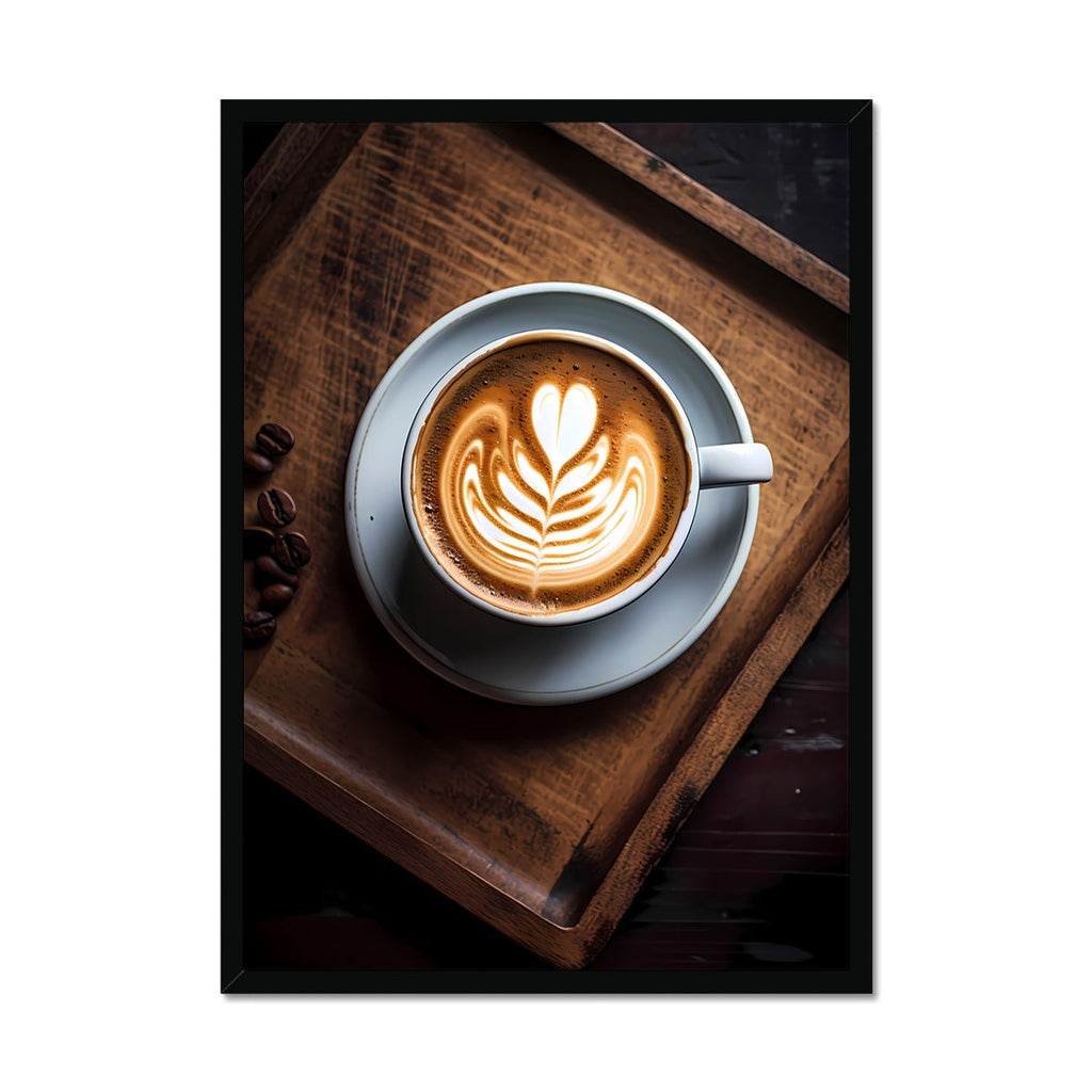 a gorgeous photo of a latte with a delicious heart design and coffee beans