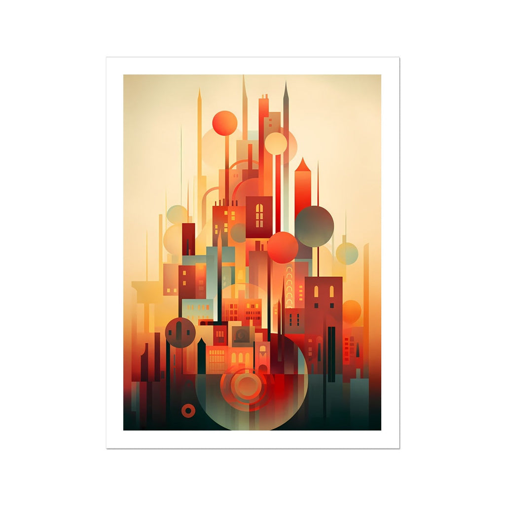 Vibrant Metropolis: Modern Abstract City Wall Art Series in Primary Colors