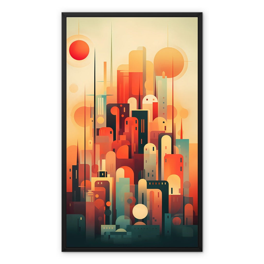 Vibrant Metropolis: Modern Abstract City Wall Art Series in Primary Colors