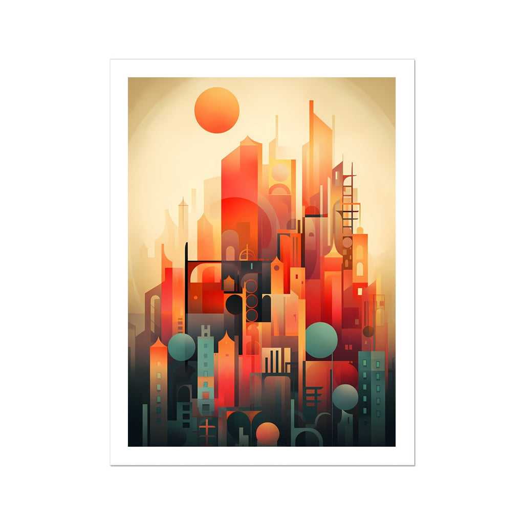 Vibrant Metropolis: Modern Abstract City Wall Art Series in Primary Colors