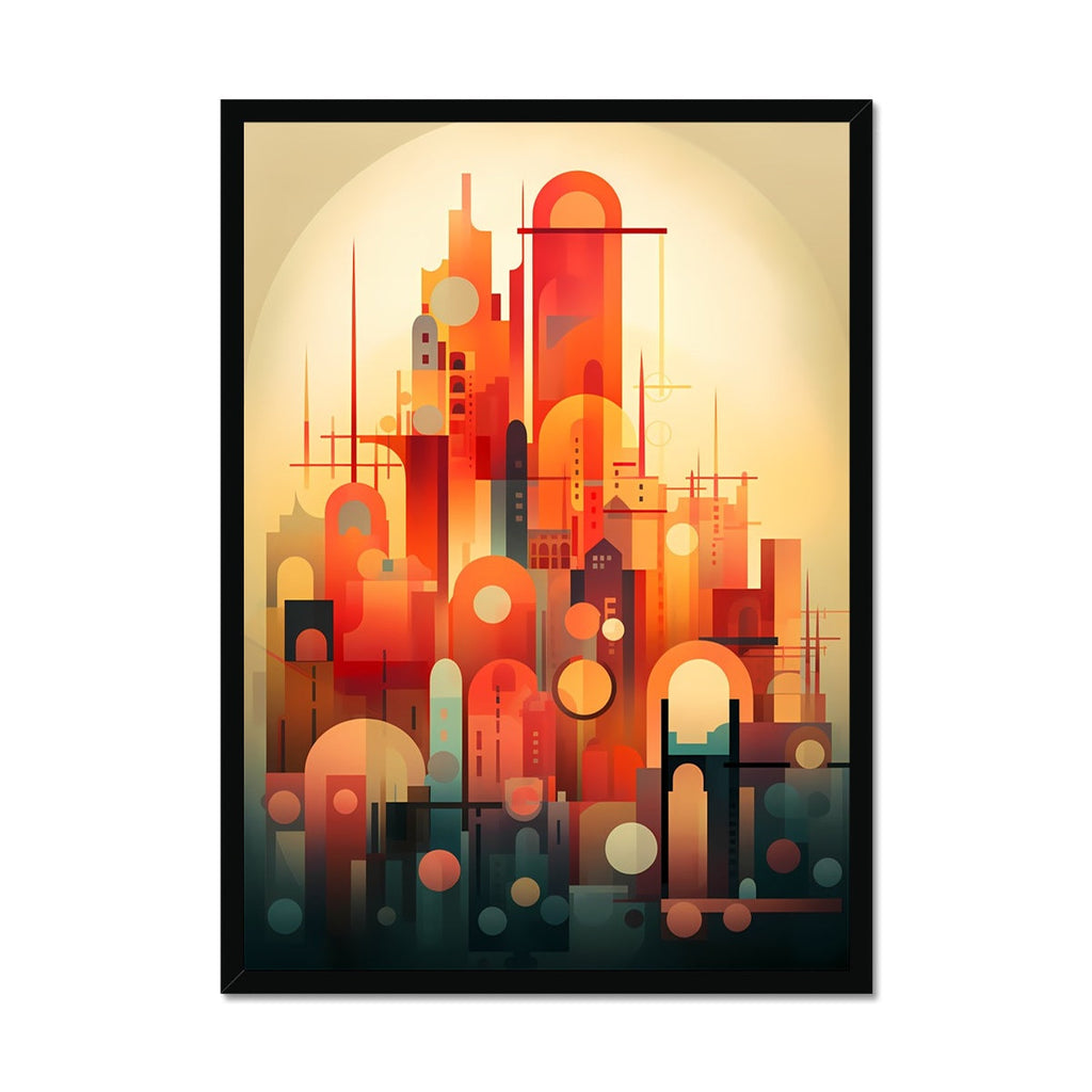 Vibrant Metropolis: Modern Abstract City Wall Art Series in Primary Colors