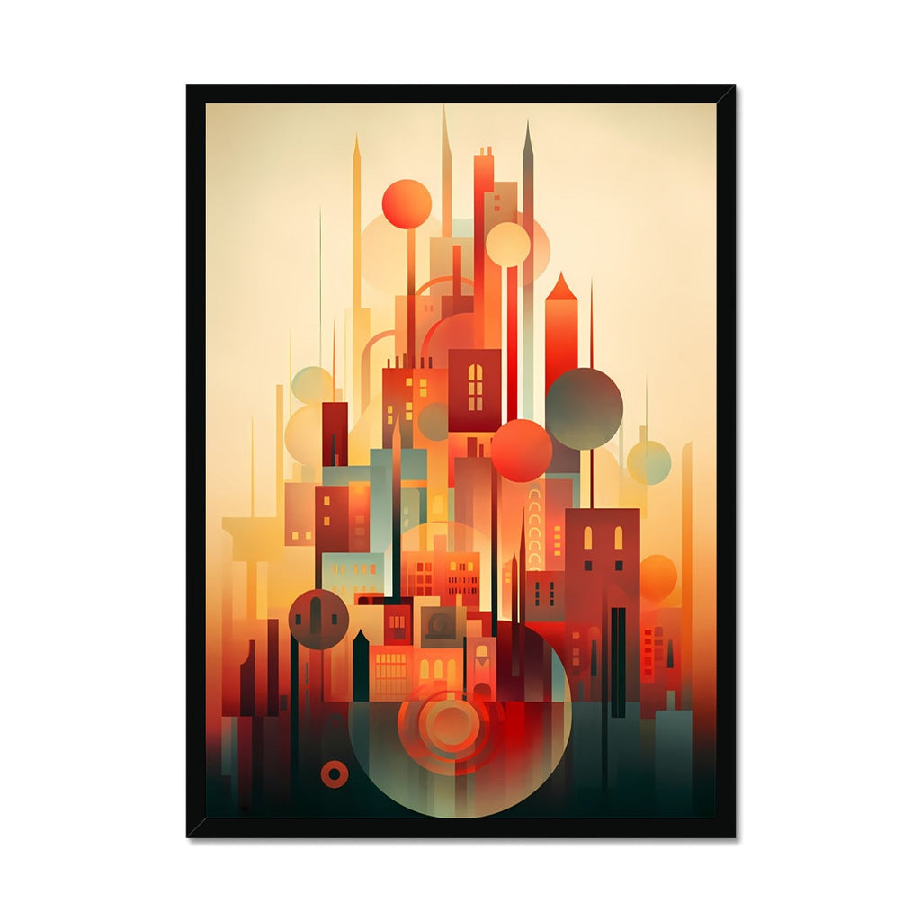 Vibrant Metropolis: Modern Abstract City Wall Art Series in Primary Colors