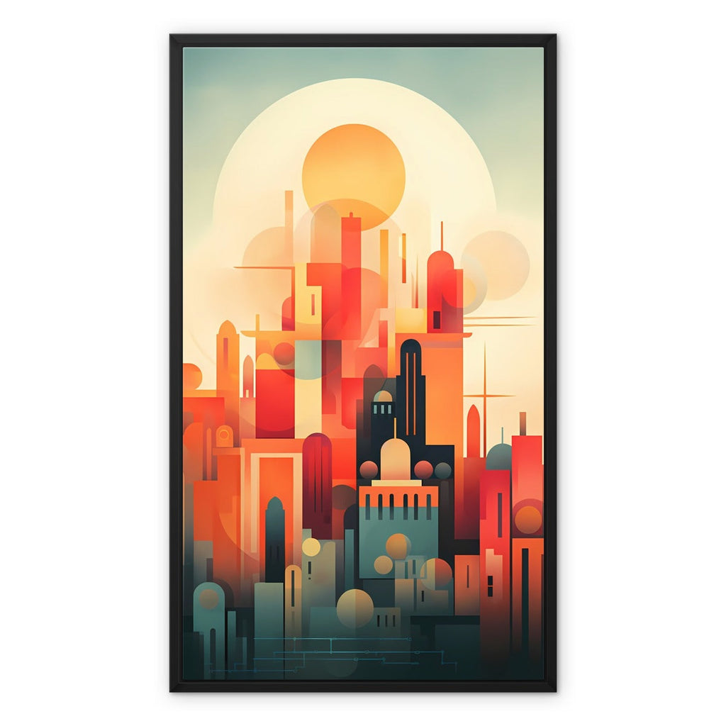 Vibrant Metropolis: Modern Abstract City Wall Art Series in Primary Colors