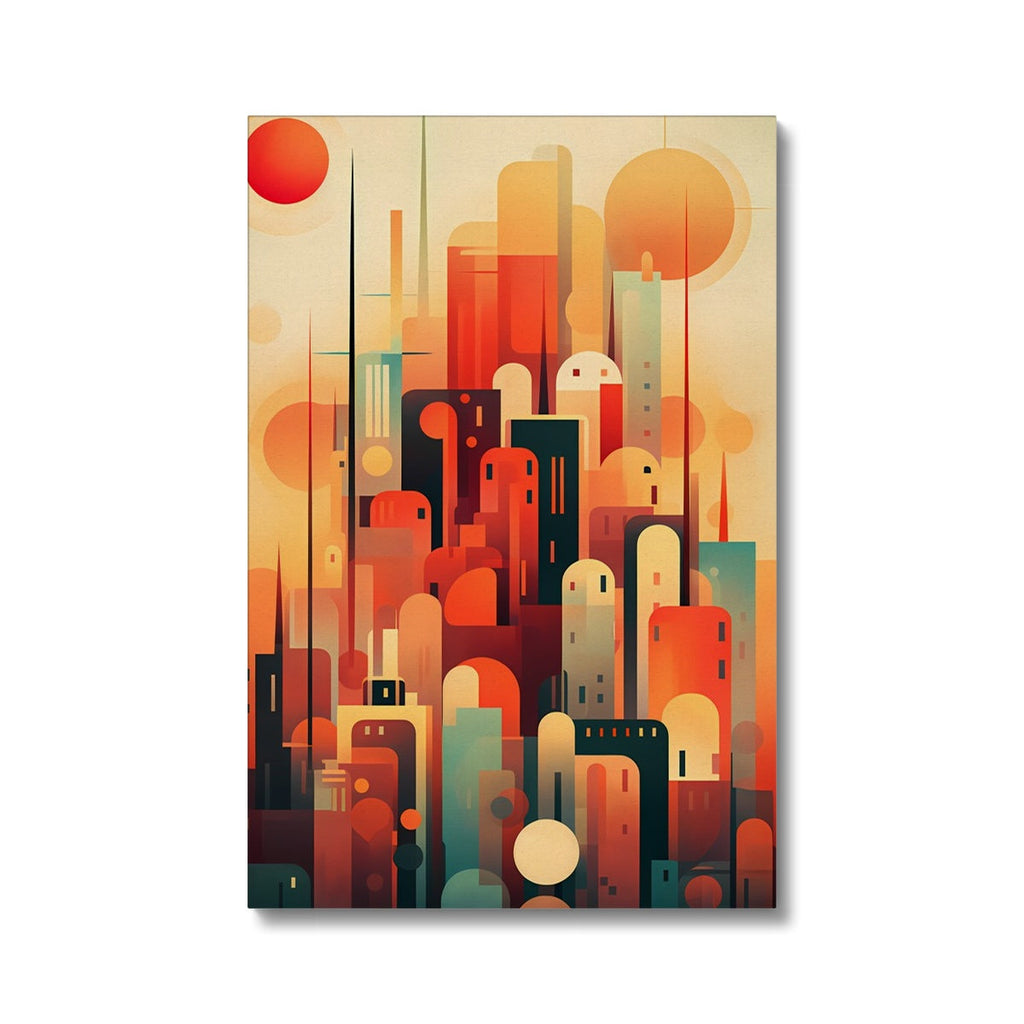 Vibrant Metropolis: Modern Abstract City Wall Art Series in Primary Colors