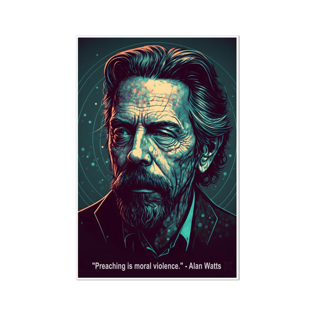 Alan Watts Quote Philosophy Moral Violence Wall Art