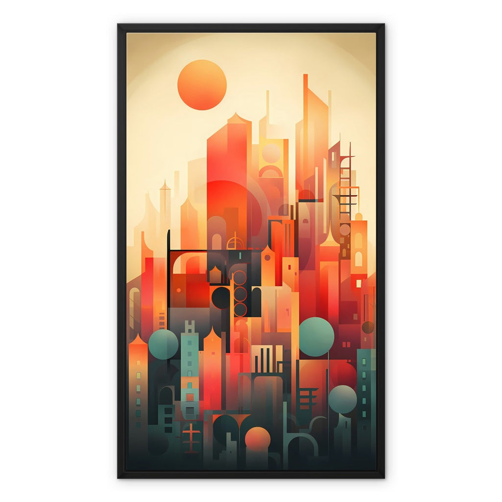 Vibrant Metropolis: Modern Abstract City Wall Art Series in Primary Colors