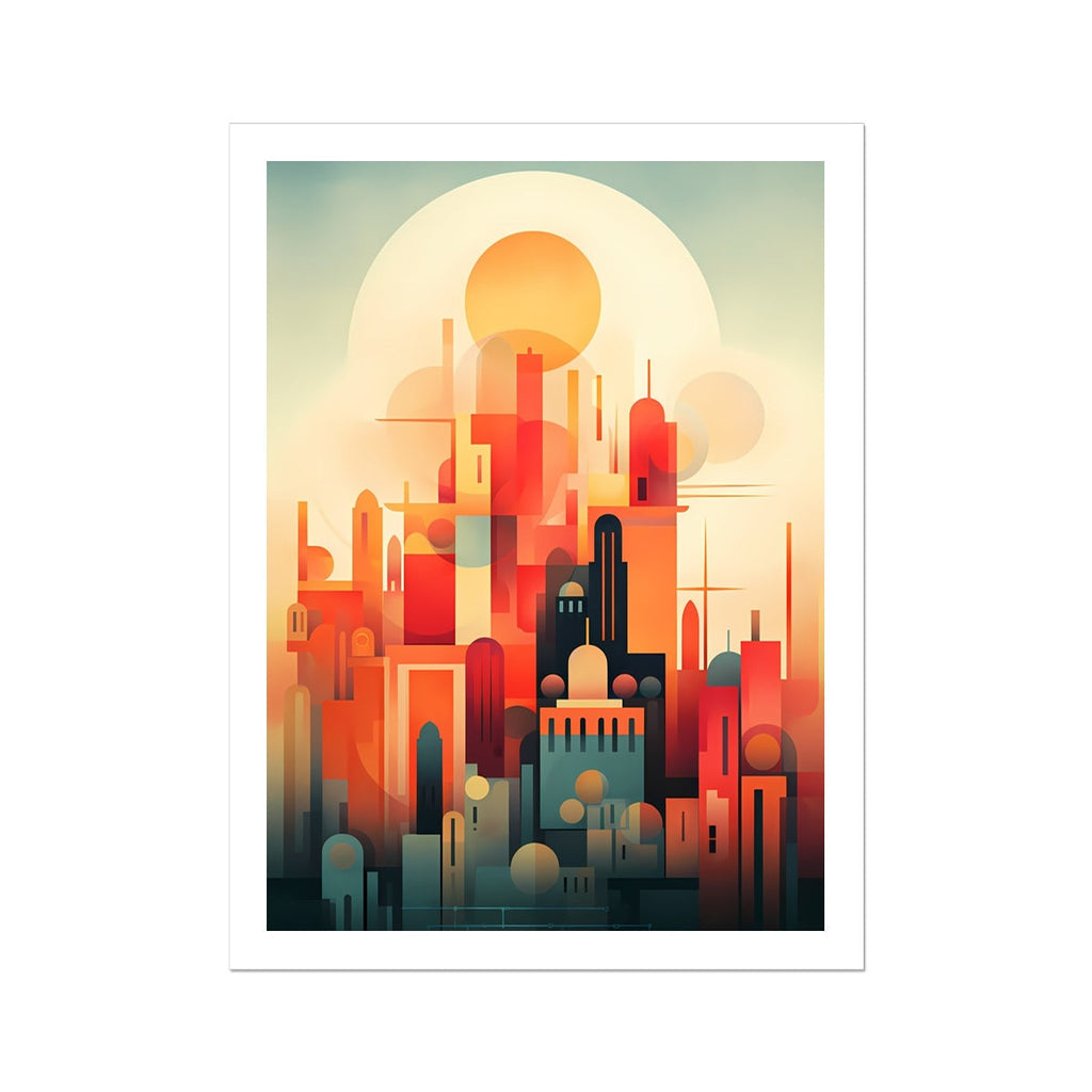 Vibrant Metropolis: Modern Abstract City Wall Art Series in Primary Colors