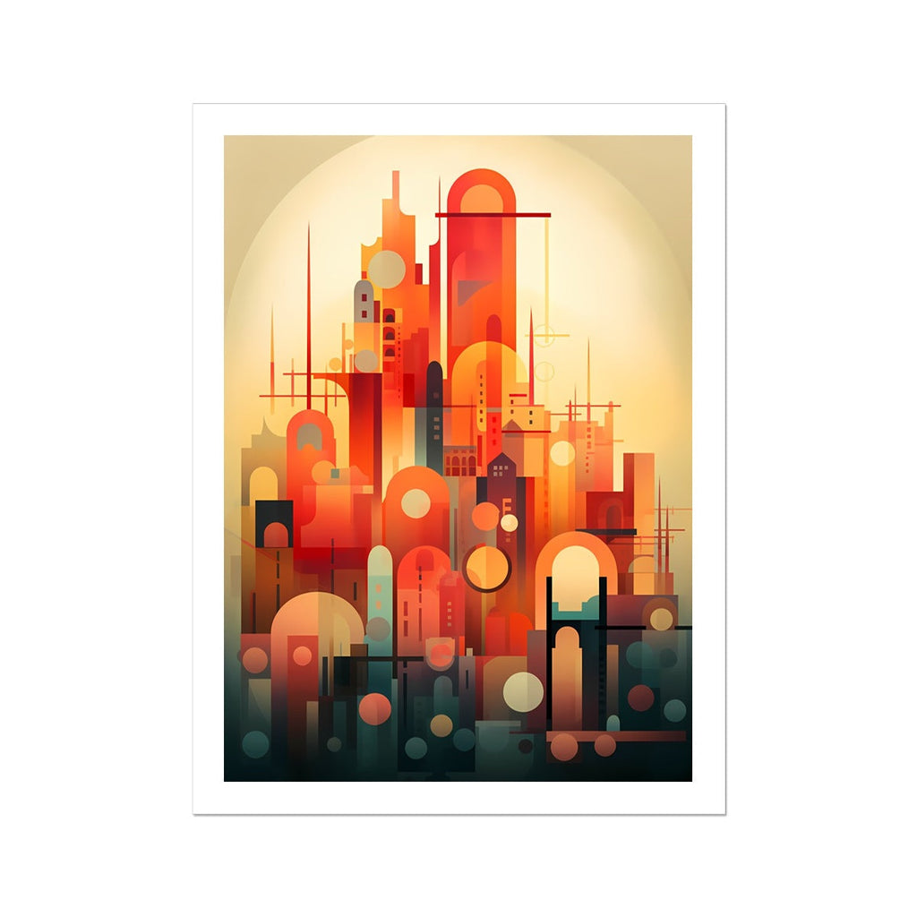 Vibrant Metropolis: Modern Abstract City Wall Art Series in Primary Colors
