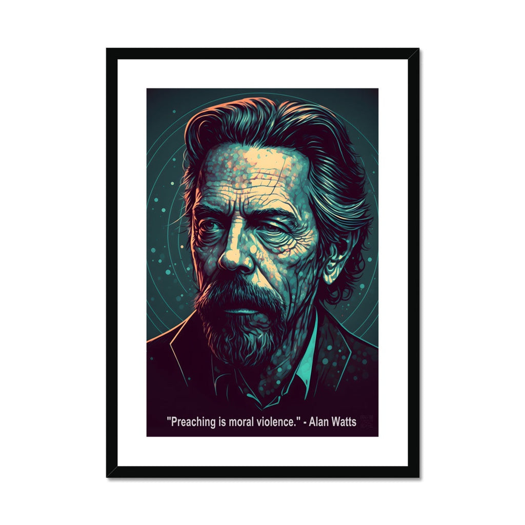 Alan Watts Quote Philosophy Moral Violence Wall Art