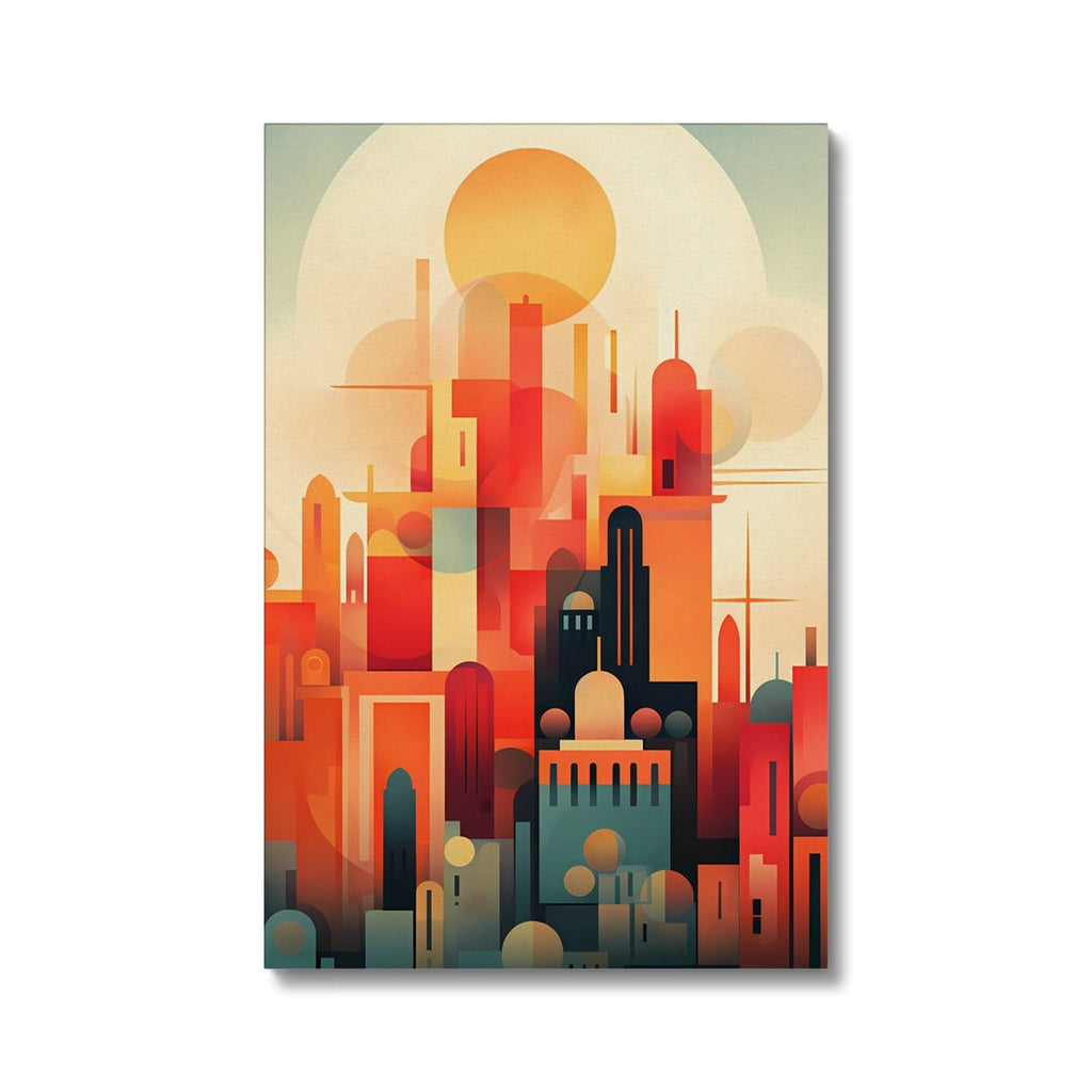 Vibrant Metropolis: Modern Abstract City Wall Art Series in Primary Colors