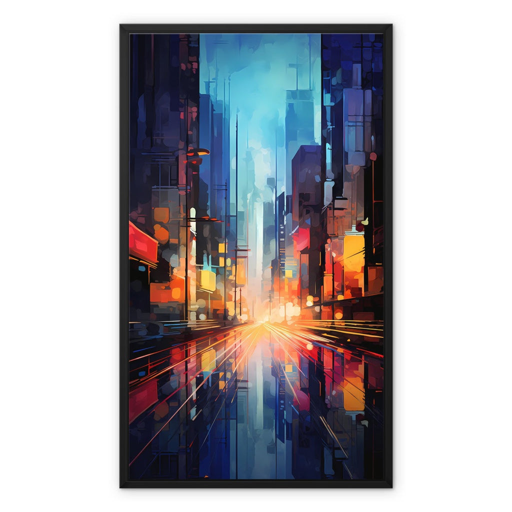 abstract city street at night wall art digital painting