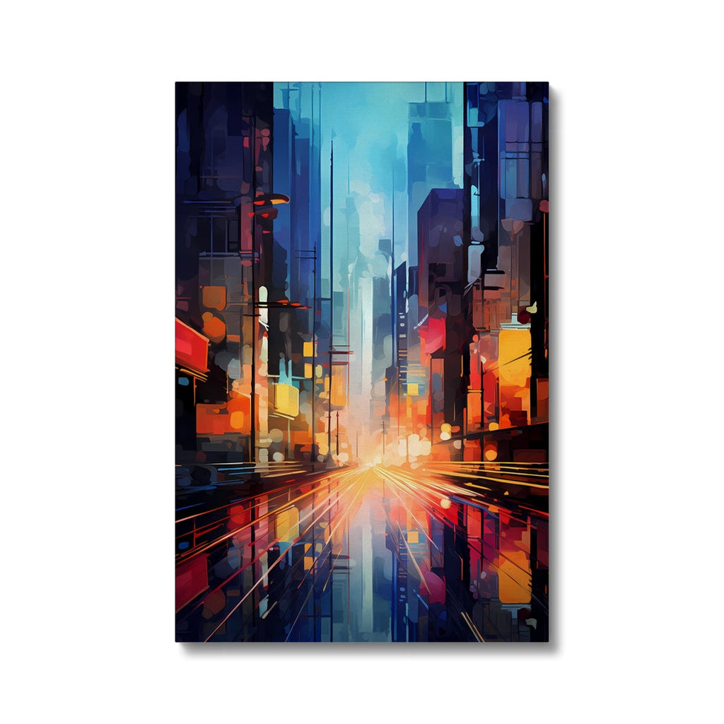 abstract city street at night wall art digital painting