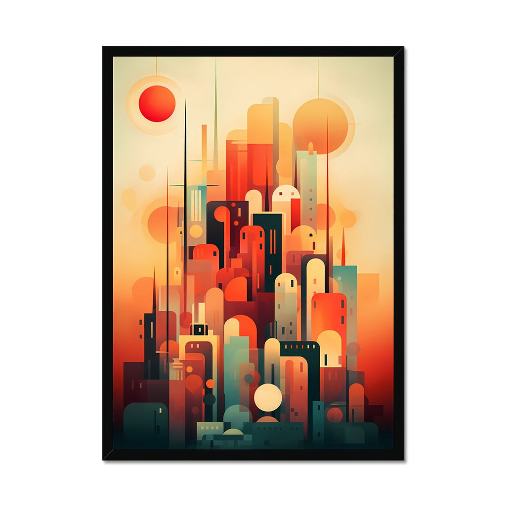 Vibrant Metropolis: Modern Abstract City Wall Art Series in Primary Colors