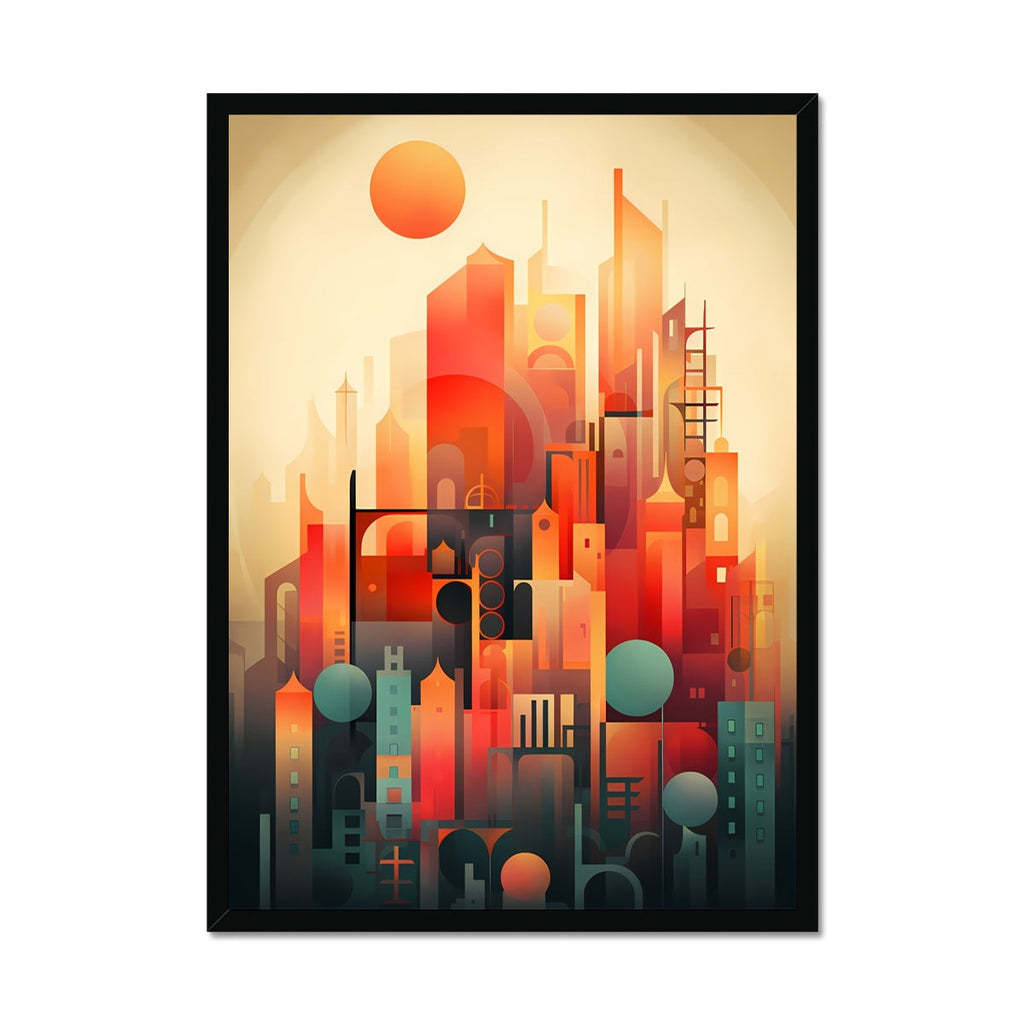 Vibrant Metropolis: Modern Abstract City Wall Art Series in Primary Colors