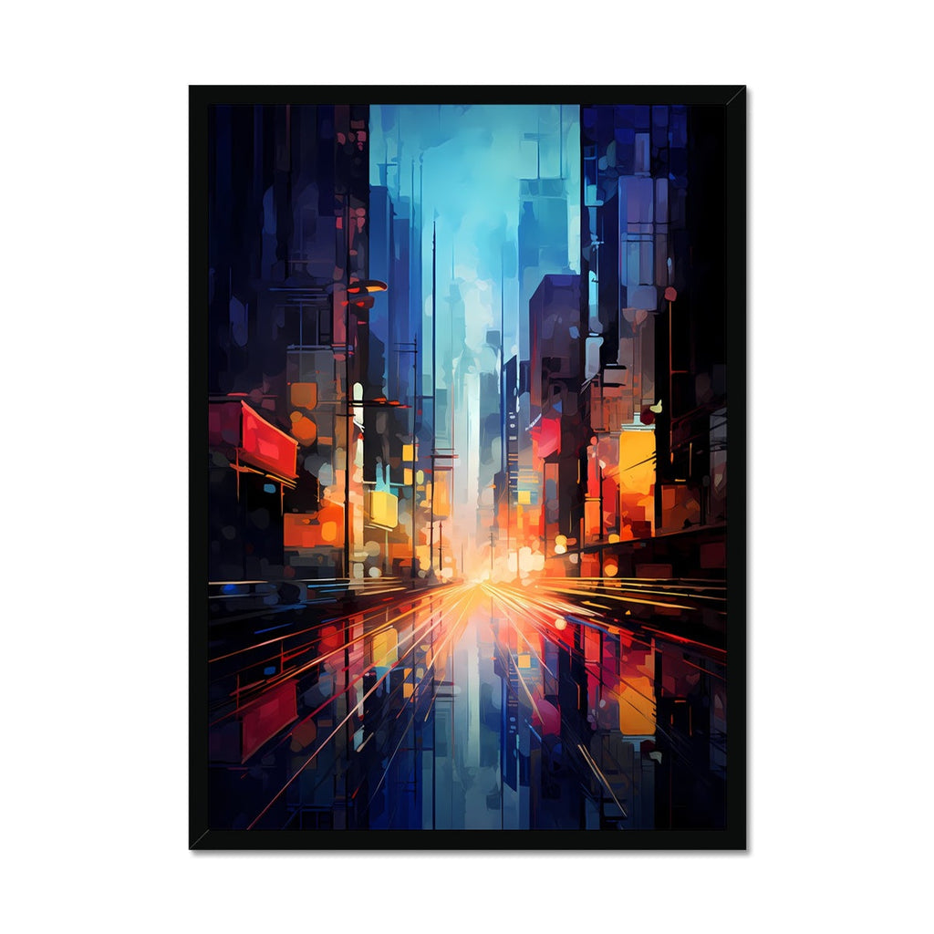 abstract city street at night wall art digital painting