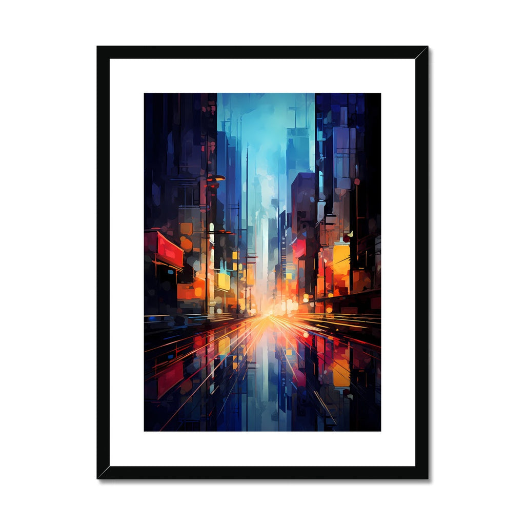 abstract city street at night wall art digital painting
