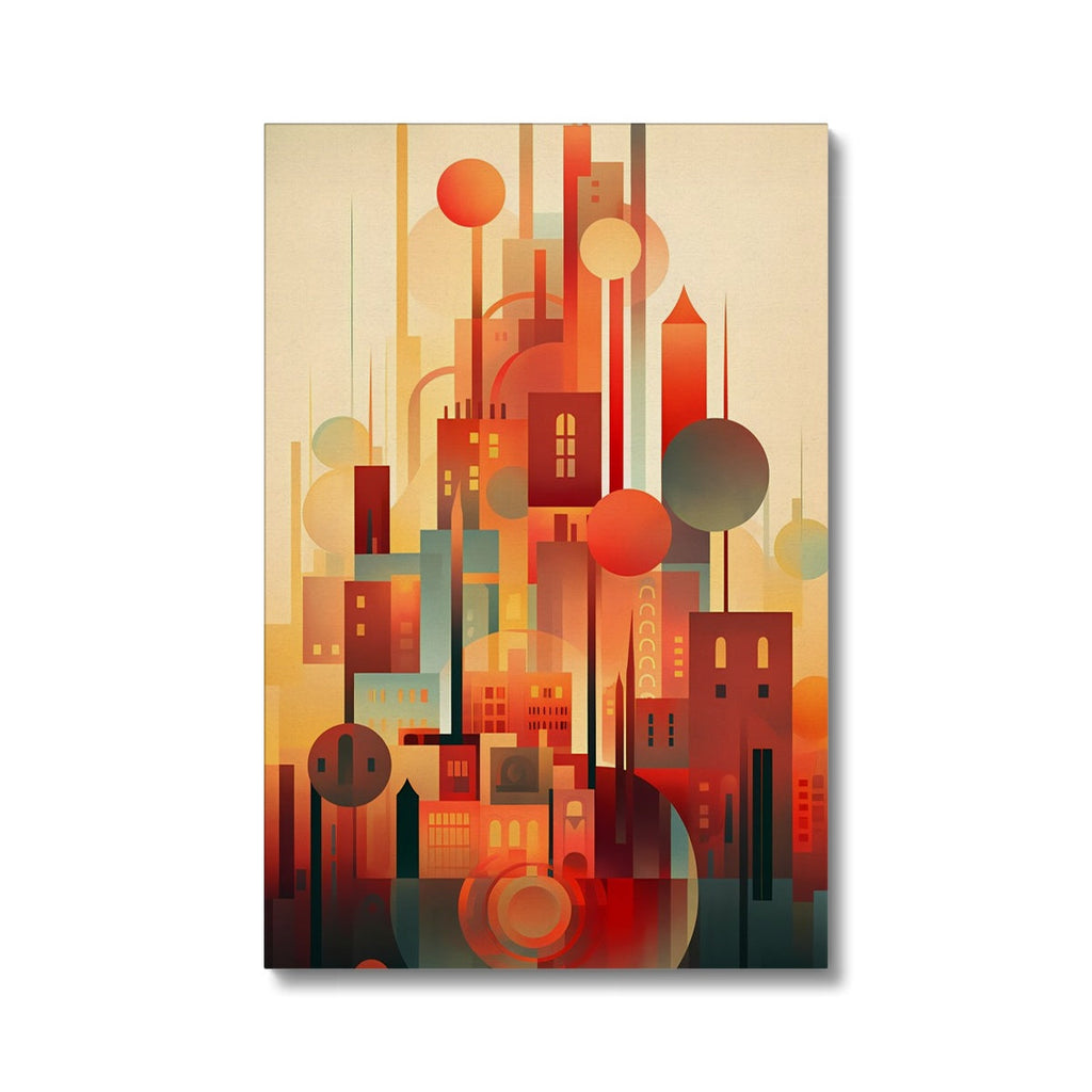 Vibrant Metropolis: Modern Abstract City Wall Art Series in Primary Colors