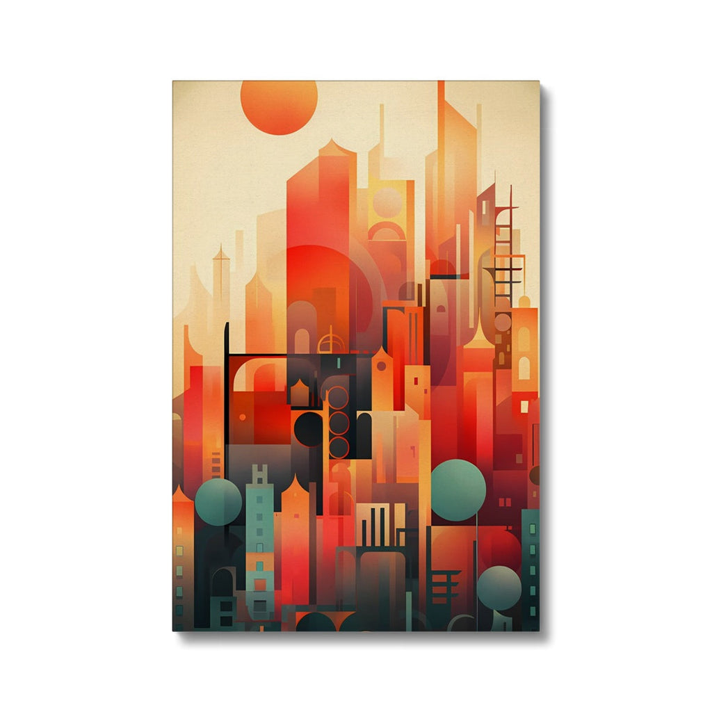 Vibrant Metropolis: Modern Abstract City Wall Art Series in Primary Colors