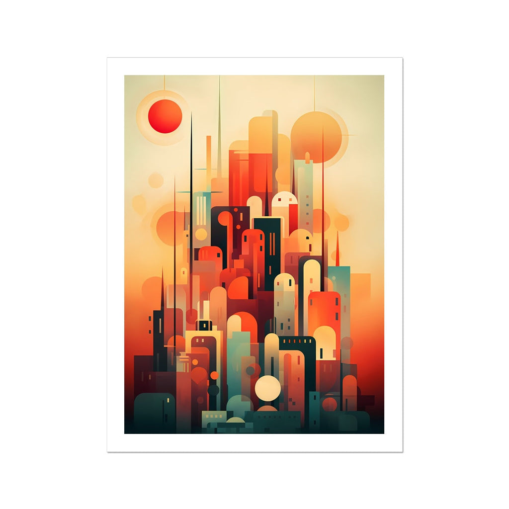 Vibrant Metropolis: Modern Abstract City Wall Art Series in Primary Colors