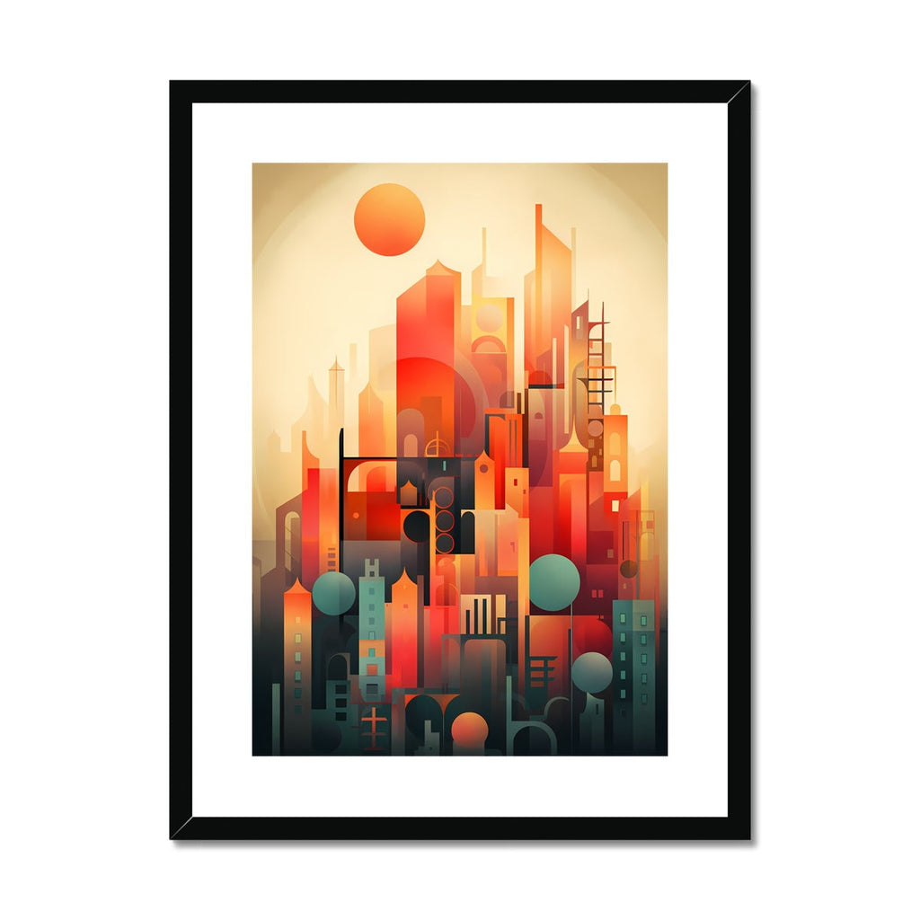 Vibrant Metropolis: Modern Abstract City Wall Art Series in Primary Colors
